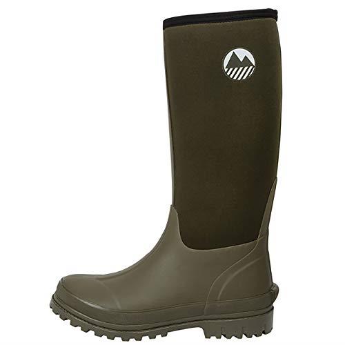 Lakeland Active Men's Rydal Neoprene Insulated Rubber Wellington Boots Warm Lined Fully Knee High Waterproof Wellies with Steel Shank in Black & Moss Green, Moss Green, 13 UK