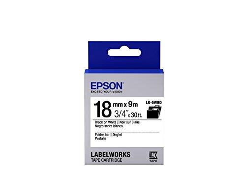 Epson LabelWorks Tape Folder Tab 18mm Black on White 9 S655107