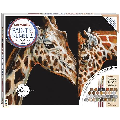 Art Maker Paint by Numbers Canvas Giraffe Love - Paint by Numbers Kit - How to Paint Kit - Artist Kits - Artmaker Paint by Numbers