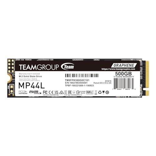 TEAMGROUP MP44L 500GB SLC Cache NVMe 1.4 PCIe Gen 4x4 M.2 2280 Laptop&Desktop SSD (R/W Speed up to 5,000/3,700MB/s) TM8FPK500G0C101