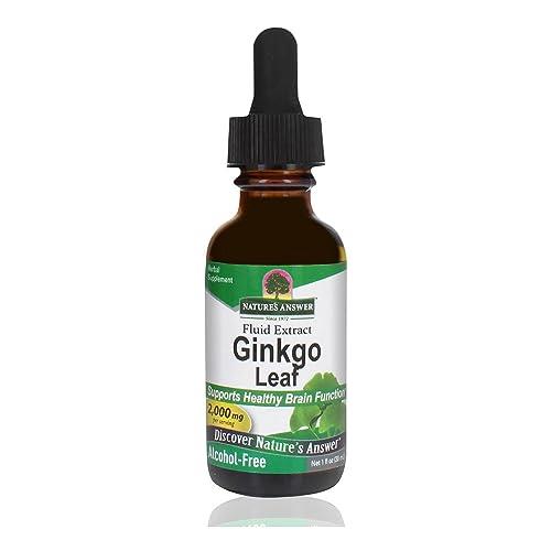 Nature's Answer Ginkgo Leaf 2000 mg, 1 oz - Alcohol Free Liquid Ginkgo Biloba Extract - Stimulates Memory, Mood and Concentration - Natural Energy Booster - Gluten-Free, Kosher - No Preservatives