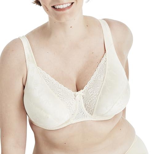 Playtex Women's Secrets Love My Curves Signature Floral Underwire Full Coverage Bra US4422, Natural Beige, 44DD