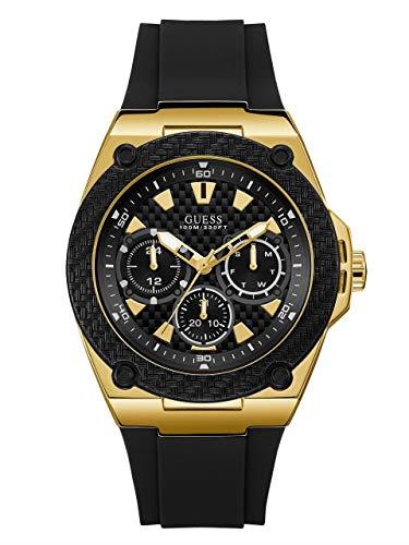GUESS Mens Black Gold Tone Multi-function Watch, U1049G, 45MM