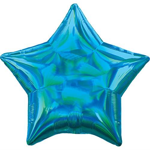 amscan 3926802 Blue Iridescent Star Foil Balloon Party Decoration-1 Pc