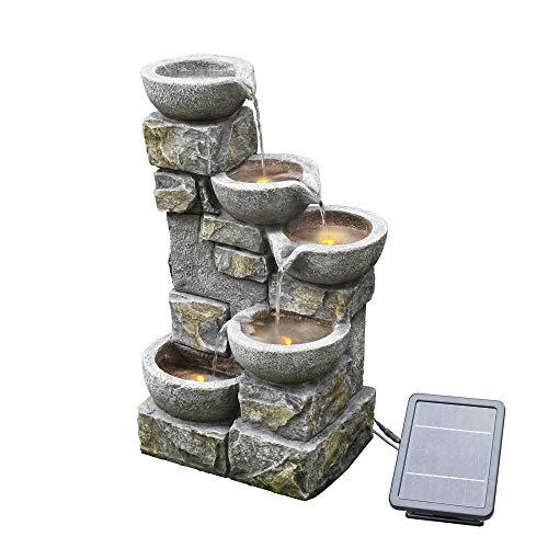 Peaktop - Solar Powered 4-Tier Flowing Bowls Fountain with LED Light (with Power Storage)