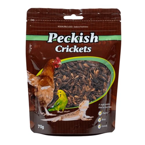 Peckish Dried Crickets 70g, Natural Brown - Provides Balanced Diet, 100% Dried Crickets, Sustainable Protein Source, Ideal for Chickens and Reptiles - Ideal for Omnivorous Bird Species Feeding