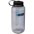 Nalgene Sustain Tritan BPA-Free Water Bottle Made with Material Derived From 50% Plastic Waste, 32 OZ, Wide Mouth, Gray w/Black Lid
