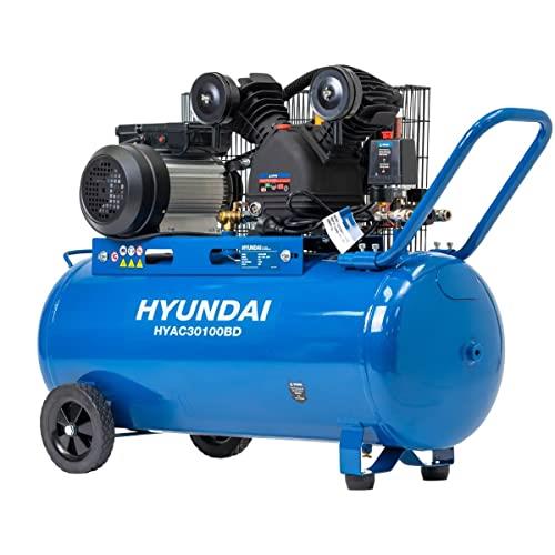 Hyundai Power Electric Piston 3HP Portable Air Compressor with 100 Litre Capacity Tank