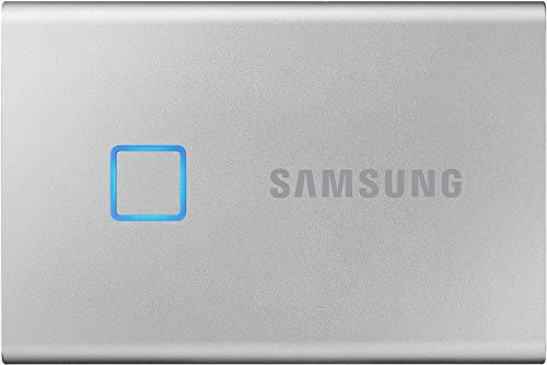 SAMSUNG T7 Touch Portable SSD 1TB, Up to 1050MB/s, USB 3.2 External Solid State Drive + 2mo Adobe CC Photography (MU-PC1T0S/WW), Silver