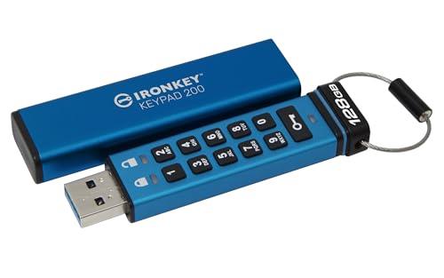 Kingston Ironkey Keypad 200 128GB Encrypted USB | Alphanumeric Keypad | Multi-Pin Access | XTS-AES 256-bit | FIPS 140-3 Level 3 Certified | Brute Force & BadUSB Protection | IKKP200/128GB
