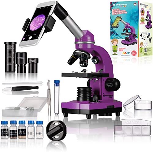 Bresser Biolux SEL Junior Student 40x-1600x Microscope with Smartphone Holder, Purple