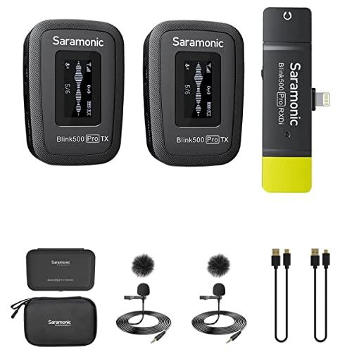 Saramonic Blink500 Pro B4 Advanced 2.4Ghz 2-Person Wireless Clip-On Microphone System with Lavaliers and Lightning Receiver for Apple iPhone and Ipad
