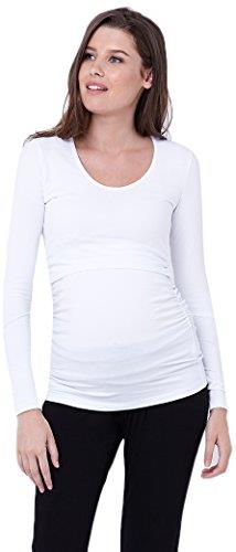Ripe Maternity Women's Organic Long Sleeve Nursing Top, White, Small