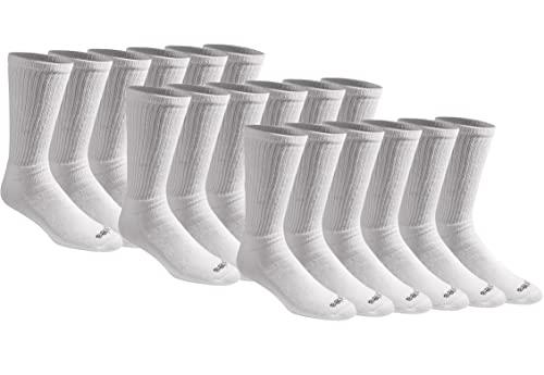 Dickies Men's Multi-pack Cotton Blend Cushioned Work Crew Socks (18 & 36 Pairs), White (18 Pairs), 6-12