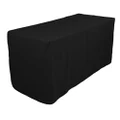 TEKTRUM 4-Feet Long Fitted Table DJ Jacket Cover for Trade Show - Thick/Heavy Duty/Durable Fabric - Black Color (TD-JKT-BLK-4FT)