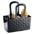 InterDesign Orbz - Shower Tote Holder and Organizer for Shampoo, Cosmetics, Beauty Products - Black - Small/Divided: 11.75 x 6 x 12 inches