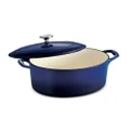 Tramontina Covered Oval Dutch Oven Enameled Cast Iron 5.5-Quart Gradated Cobalt, 80131/077DS