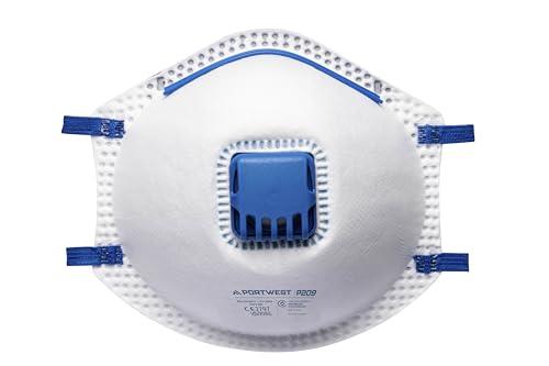 Portwest P209 Disposable FFP2 Exhalation Valve Respirator Face Mask (Pack of 3) White