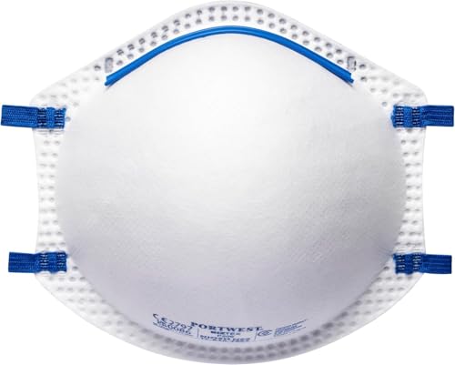 Portwest P200 FFP2 Respirator (Pk20) EVA Foam | White, One Size, AS/NZS 1716, Ultrasonic Welded Head Straps, Adjustable Nose Clip, Construction