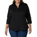 Riders by Lee Indigo Women's Plus-Size Bella Easy Care 3/4 Sleeve Woven Shirt, Black Soot, 1X