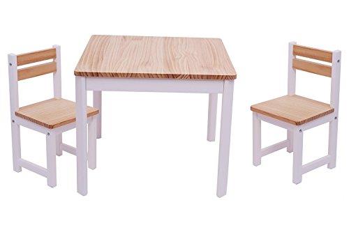 Tikk Tokk Little Boss Square 3 Piece Timber Table & Chair Set, White/Natural