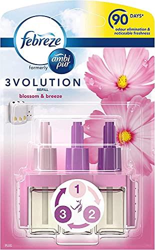 Febreze 3Volution Plug In Air Freshener Refill, 20ML X 7, Odour Eliminator & Bathroom Air Freshener, Blossom & Breeze