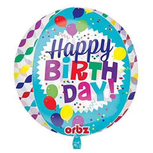 Anagram Orbz XL Happy Birthday Streamer Burst Clear G20 Foil Balloon, Multicolour