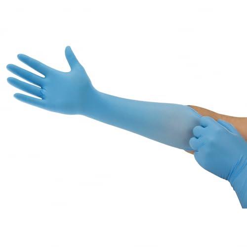Ansell MicroFlex 93-243 Disposable Nitrile Gloves, with Extended Cuff for Food Processing or Life Sciences Industries, Blue, Size 2XL (100 Gloves)
