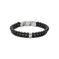 Fossil Men's Stainless Steel and Genuine Leather and/or Beaded Bracelet for Men, Metal