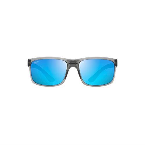 Maui Jim Mens Full Rim Sunglasses, Translucent Matte Grey / Blue Hawaii, 58mm US