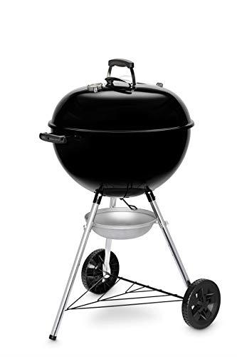 Weber Original Kettle Charcoal Grill Barbecue, 57cm | E-5710 BBQ Grill with Lid Cover, Thermometer, Stand & Wheels | Freestanding Outdoor Oven & Cooker with Porcelain-Enamelled Bowl - Black (14101004)
