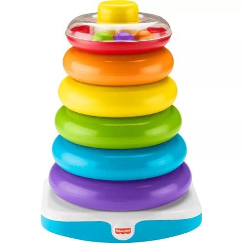 Fisher-Price Giant Rock-a-Stack Baby Toy, 14+ Inches Tall, Multi-Colour Ring Stacking Toy for Infants and Toddlers
