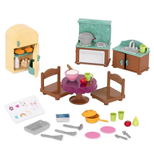 Li'l Woodzeez WZ6709Z Pl Li’l Woodzeez – Country 30pc Set with Furniture, Food, and Kitchen Accessories – Miniature Toys and Playsets for Kids Age 3+