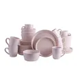 Stone Lain 32 Piece Stoneware Round Dinnerware Set, Service for 8, Pink