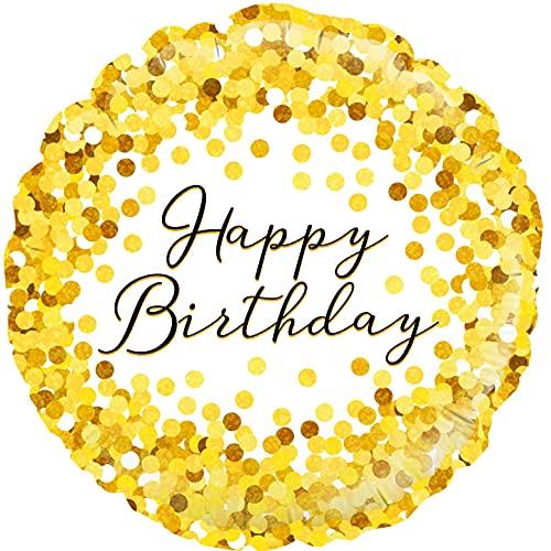 OAKTREE Foil Balloon Happy Birthday Gold Sparkle 18" Round P1