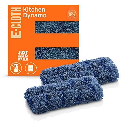 E-Cloth Kitchen Dynamo, Premium Microfiber Non-Scratch Kitchen Dish Scrubber Sponge, Ideal for Dish, Sink and Countertop Cleaning, 100 Wash Guarantee, Blue, 2 Pack