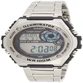 Casio Men's Youth Dual Time Digital Watch, Silver Dial, Stainless Steel Band