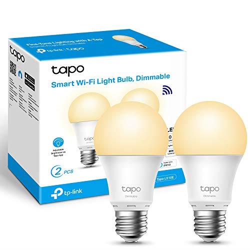 TP-Link Tapo Smart Bulb, Smart WiFi LED Light, E27, 8.7W, Compatible with Alexa(Echo and Echo Dot), Google Home, Dimmable Soft Warm White, No Hub Required - Tapo L510E(2-Pack)[Energy Class A+]