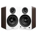 Fluance Ai61 Powered 2-Way 2.0 Stereo Bookshelf Speakers with 6.5" Drivers, 120W Amplifier for Turntable, TV, PC and Bluetooth 5 Wireless Music Streaming - RCA, Optical, USB & Sub Out (White Walnut)