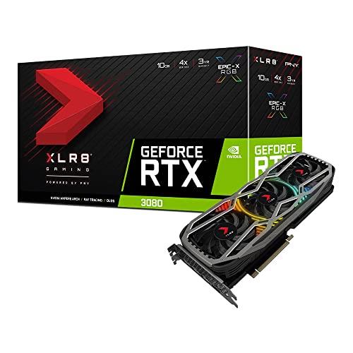 PNY NVIDIA GeForce RTX 3080 RGB 10GB XLR8 Gaming Revel Epic-X Triple Fan 8704 Cuda 19Gbps 1440/1710 MHz Video Graphic Card