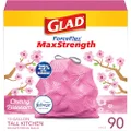 Glad Protection Series ForceFlex Plus Drawstring Cherry Blossom Odor Shield 13 Gallon 1/90ct, Pink