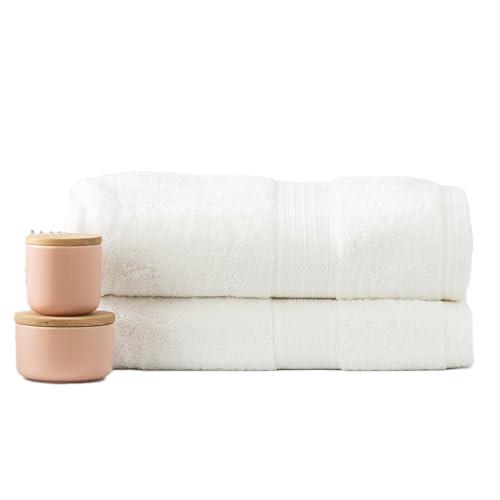 2pc Renee Taylor Stella 650GSM Bamboo Cotton Bath Sheet Bathroom Towel White