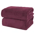 MOONQUEEN 2 Pack Premium Bath Towel Set - Quick Drying - Microfiber Coral Velvet Highly Absorbent Towels - Multipurpose Use as Bath Fitness, Bathroom, Shower, Sports, Yoga Towel (Burgundy)