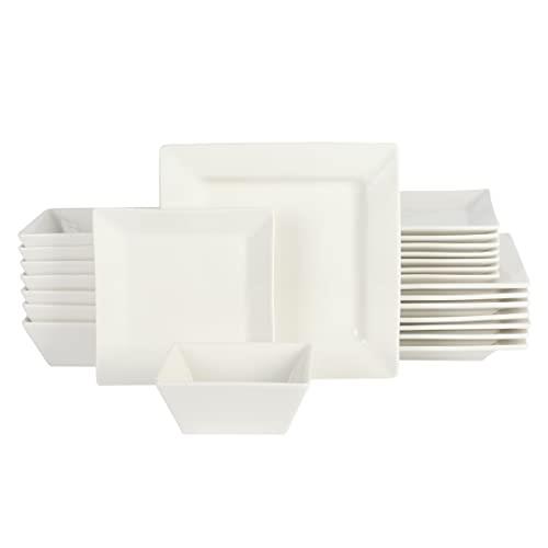 Gibson Home Zen Buffet Hard Square Porcelain Dinnerware Set, White, Service for 8 (24pcs) (138590.24R)