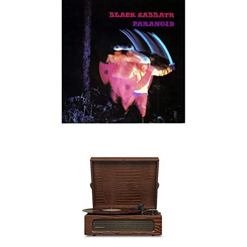 Crosley Voyager Portable Bluetooth Turntable (Brown Croc) and Black Sabbath - Paranoid [Bundle]