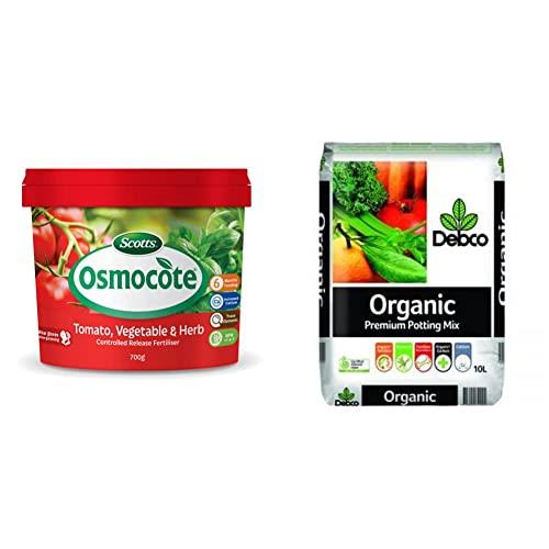 Osmocote Vegetable and Herb Controlled Release Fertiliser, 700g & Debco Organic Premium Potting Mix 10 Litre