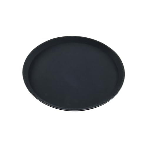 Chef Inox Plastic Non Slip Round Tray, 350 mm Diameter, Black