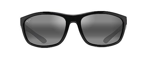 Maui Jim Unisex Nuu Landing Sunglasses, Black Gloss with Black Rubber