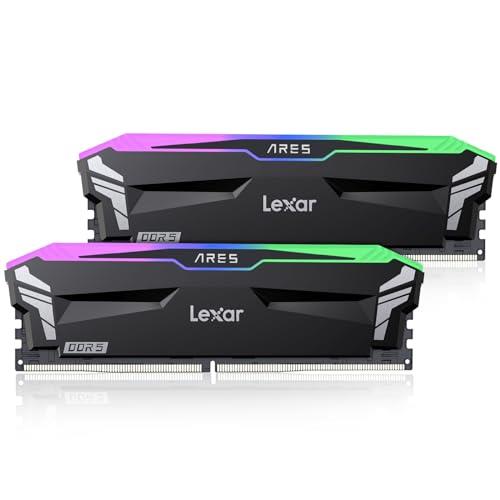 Lexar ARES RGB DDR5 RAM 32GB Kit (16GB x 2) 6400 MHz, DRAM 288-Pin UDIMM Desktop Memory, High Performance Gaming Memory for XMP 3.0/AMD Expo, CL32-38-38-76, 1.4V (LD5EU016G-R6400GDLA)
