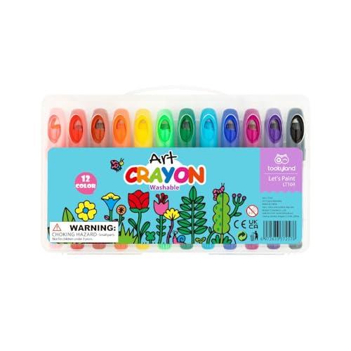 Tookyland T104 Silky Crayon Art -12 Colours: 12 Soft Crayons for Drawing and Safe Face Painting for Ages 3+
